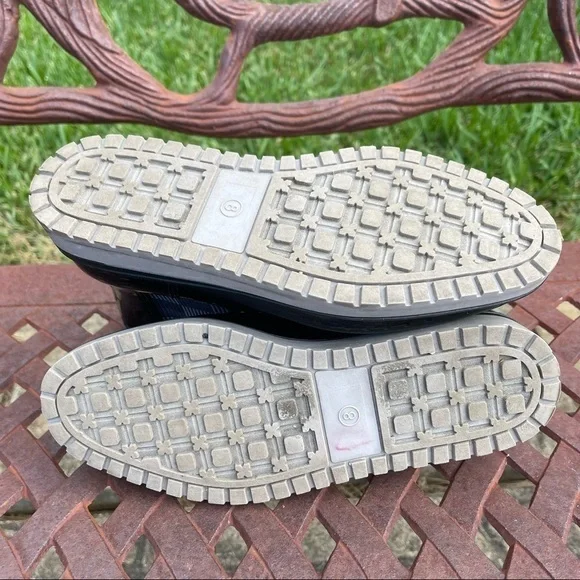 Storm by Cougar Black Patent Plaid Goring Waterproof Short Rain Boots - Picture 11 of 12